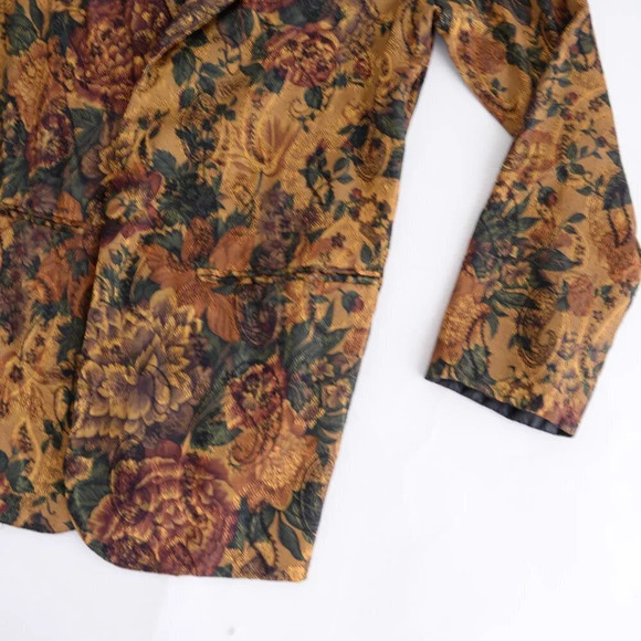 Vintage Gold Floral Brocade Single Button Blazer Small - Picture 6 of 12